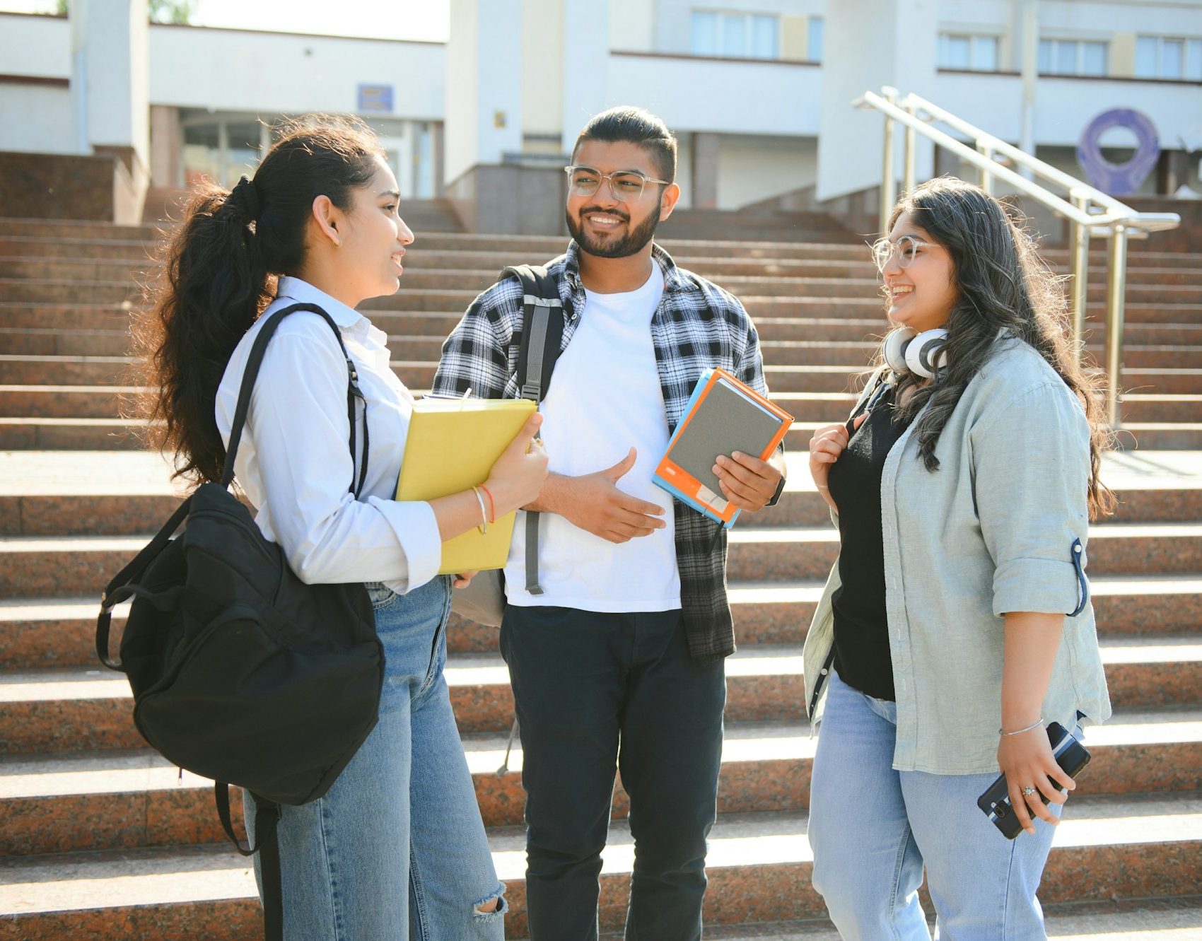 Group of Indian or Asian college students in the campus